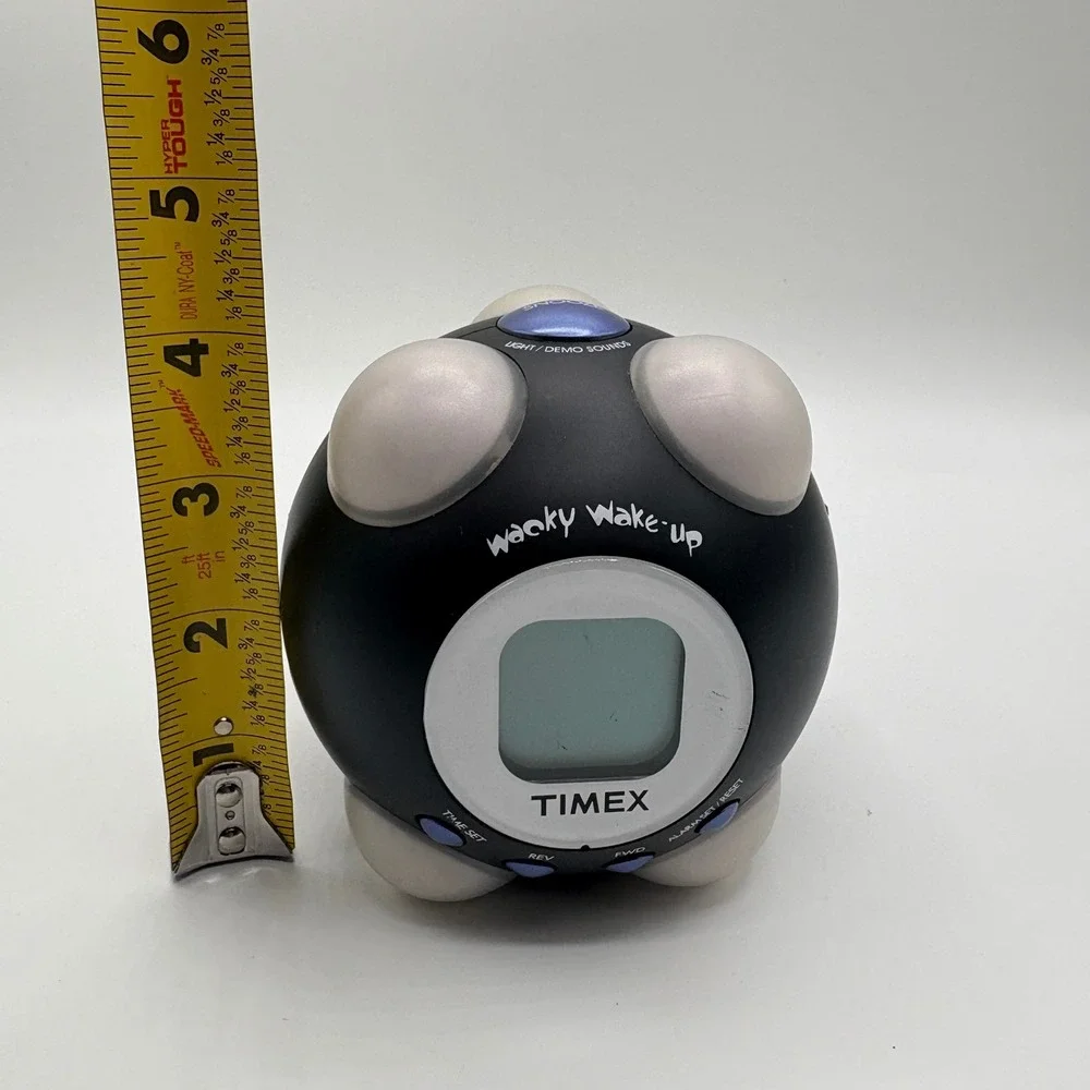 Timex Alarm Clock T156B Wacky Wake-up Talking Vibrating WORKS (some corrosion)